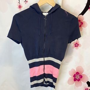 Puma Hoodie Zip Up Short Sleeve Size Medium